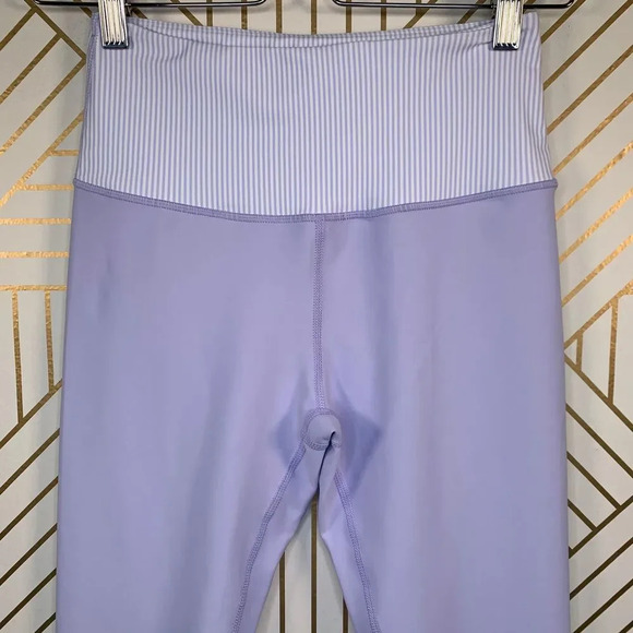 Allfenix‎ Leggings Workout Gym Stretch Stripe Ankle Length Purple Size Small - Picture 3 of 10